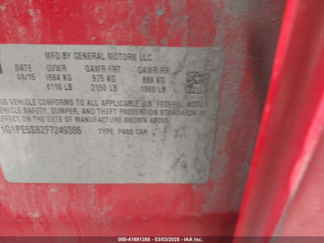 1G1PE5SB2F7249386 Chevrolet Cruze 2lt Auto