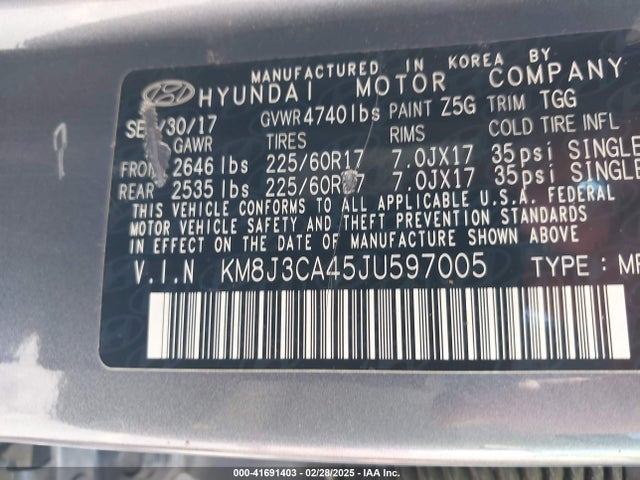 Hyundai gdi nu 2018 KM8J3CA45JU597005 Image 9