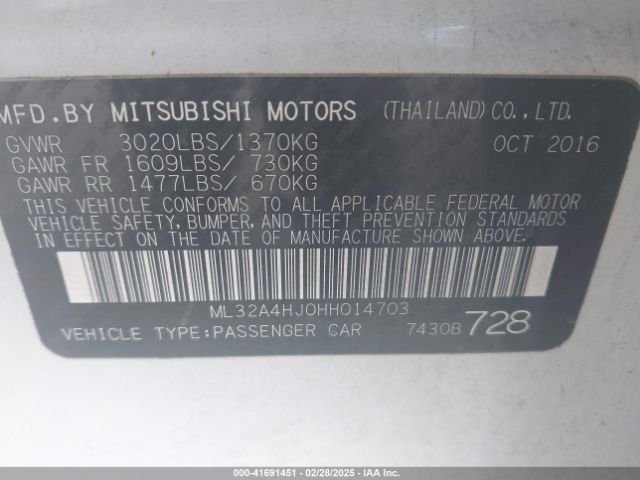 ML32A4HJ0HH014703 Mitsubishi MIRAGE SE