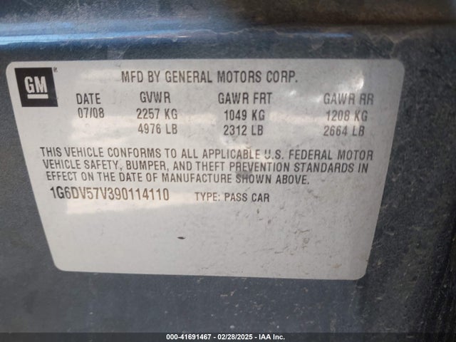 2009 CADILLAC CTS 1G6DV57V390114110 Photo 8