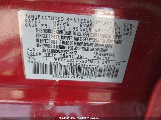 3N1AB8CV4MY267872 Nissan Sentra Sv Xtronic Cvt