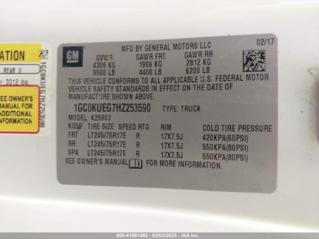 2017 CHEVROLET SILVERADO 2500HD 1GC0KUEG7HZ253590 Photo 8