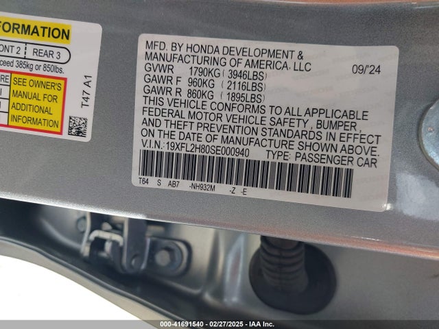 19XFL2H80SE000940 Honda Civic Sport