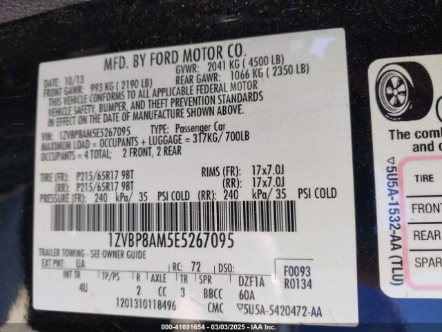 1ZVBP8AM5E5267095 Ford Mustang V6 Premium