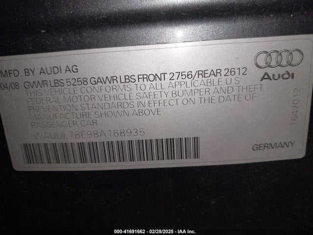 2008 AUDI S4 WAUUL78E98A168935 Photo 8