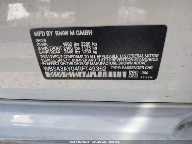 WBS43AY04RFT49362 BMW M3 Competition Xdrive