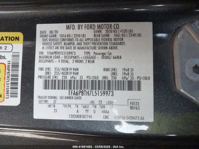 1FA6P8TH7L5159973 Ford Mustang Ecoboost Fastback