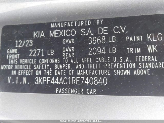 3KPF44AC1RE740840 KIA FORTE GT