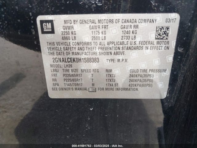 2GNALCEK0H1588383 Chevrolet lea - sidi: spark ignited direct injection, e85 max, alum