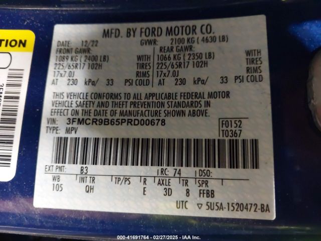 3FMCR9B65PRD00678 Ford Bronco Sport Big Bend