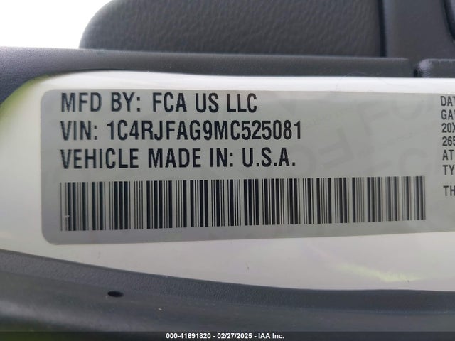 1C4RJFAG9MC525081 Jeep Grand Cherokee Laredo X 4x4