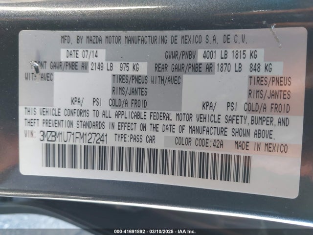 3MZBM1U71FM127241 Mazda pe