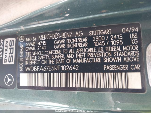 1994 MERCEDES-BENZ SL WDBFA67E5RF102642 Photo 8