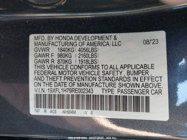 19XFL1H79RE002343 Honda Civic Ex-l