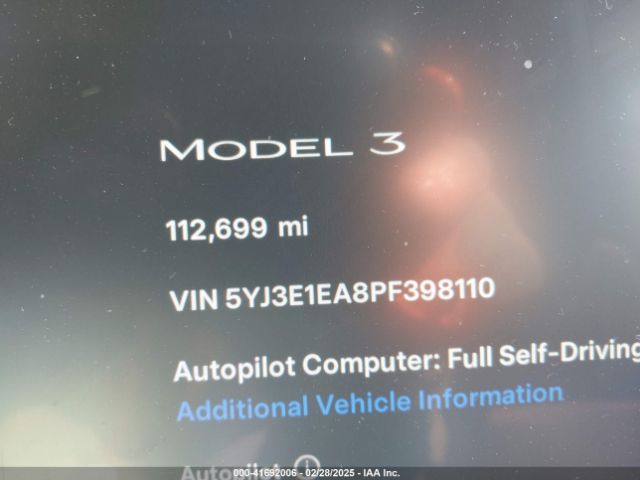 5YJ3E1EA8PF398110 Tesla Model 3 Rear-wheel Drive