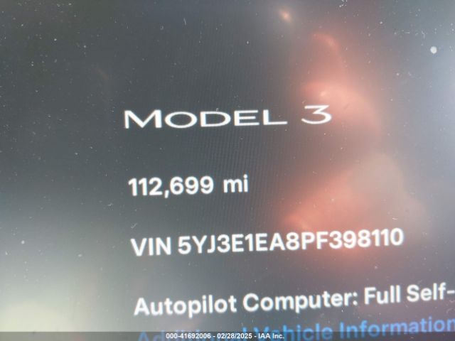 5YJ3E1EA8PF398110 Tesla Model 3 Rear-wheel Drive
