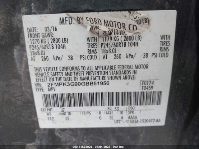 2016 FORD EDGE 2FMPK3G90GBB51956 Photo 8