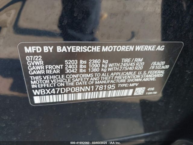 WBX47DP08NN178195 BMW X3 Sdrive30i
