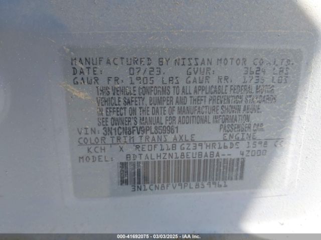 3N1CN8FV9PL859961 Nissan Versa 1.6 Sr Xtronic Cvt