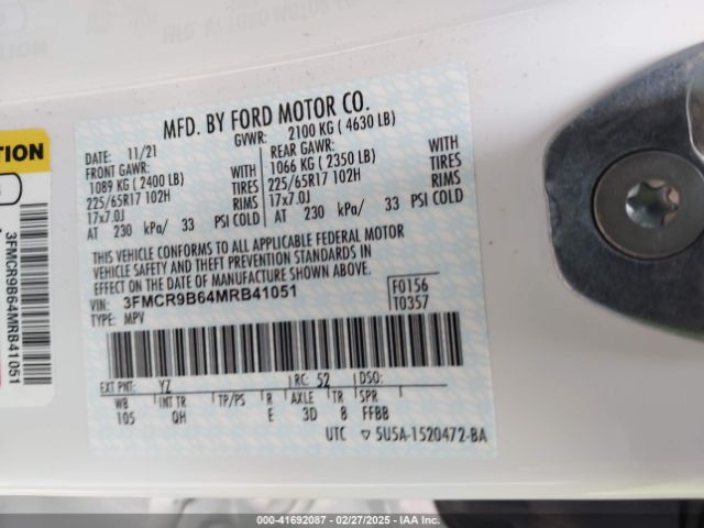3FMCR9B64MRB41051 Ford Bronco Sport Big Bend