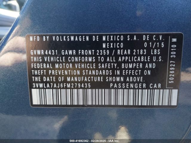 3VWLA7AJ6FM279435 Volkswagen Jetta 2.0l Tdi Se