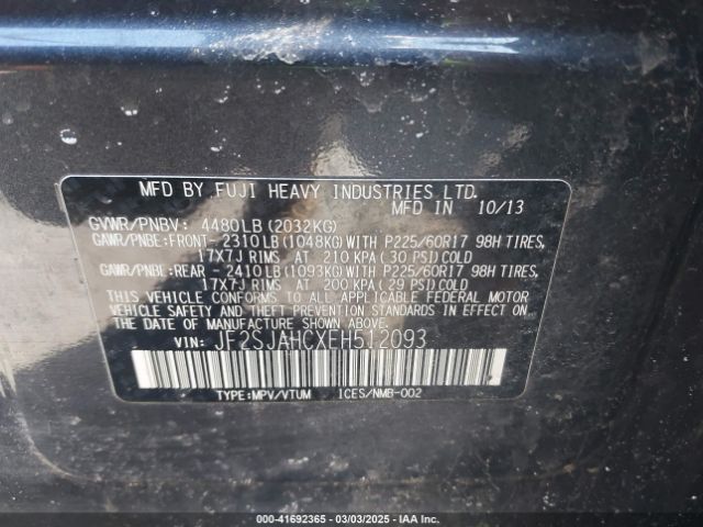 JF2SJAHCXEH512093 Subaru Forester 2.5i Limited