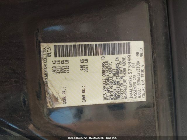 1N4AL3AP8FC575999 Nissan Altima 2.5 S