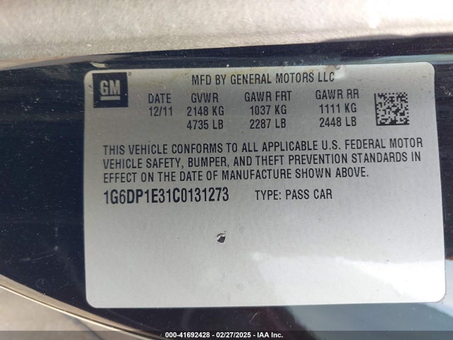 2012 CADILLAC CTS 1G6DP1E31C0131273 Photo 8