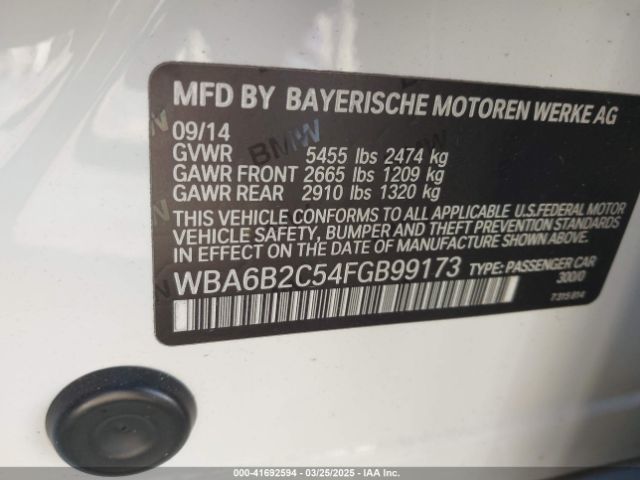 WBA6B2C54FGB99173 BMW 650i Gran Coupe