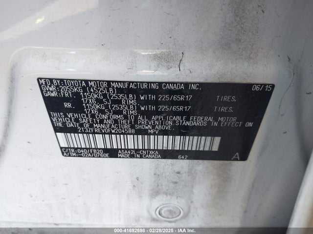 2T3ZFREV0FW204588 Toyota RAV4 LE