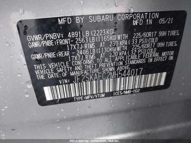 JF2SKAFC2MH544017 Subaru na u5