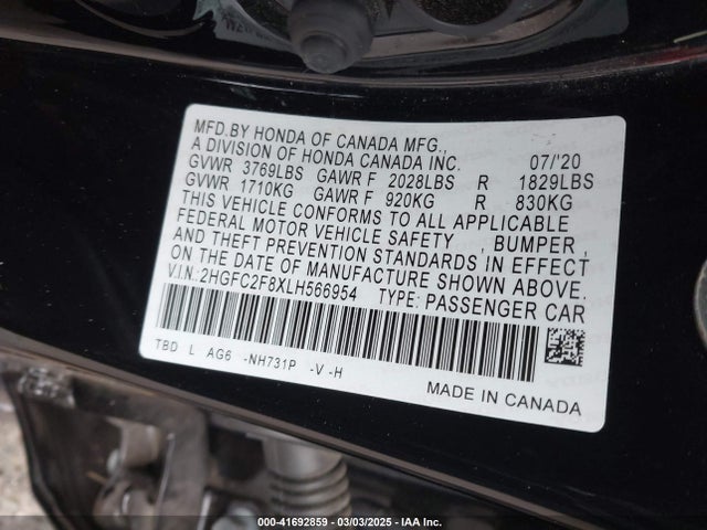 Honda Civic Sport 2020 2HGFC2F8XLH566954 Image 9