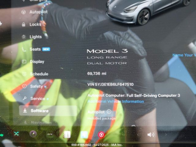 5YJ3E1EB6LF647510 Tesla Model 3 Long Range Dual Motor All-wheel Drive