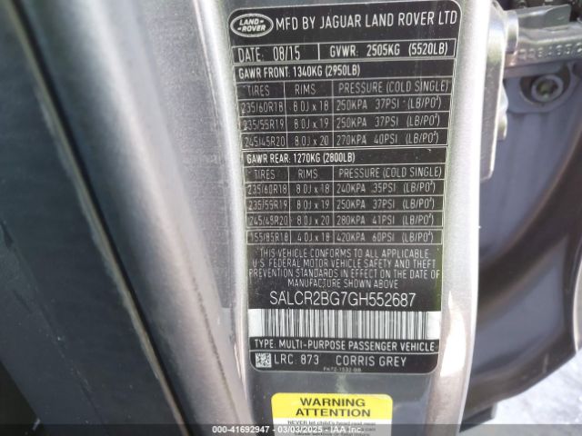 SALCR2BG7GH552687 Land Rover Discovery Sport Hse
