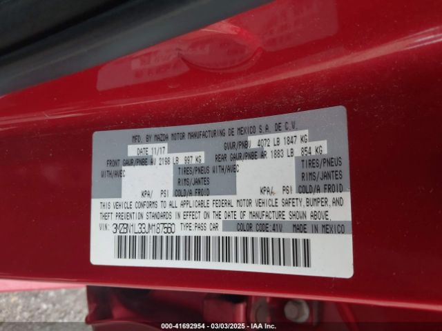 3MZBN1L33JM187560 Mazda Mazda3 Touring