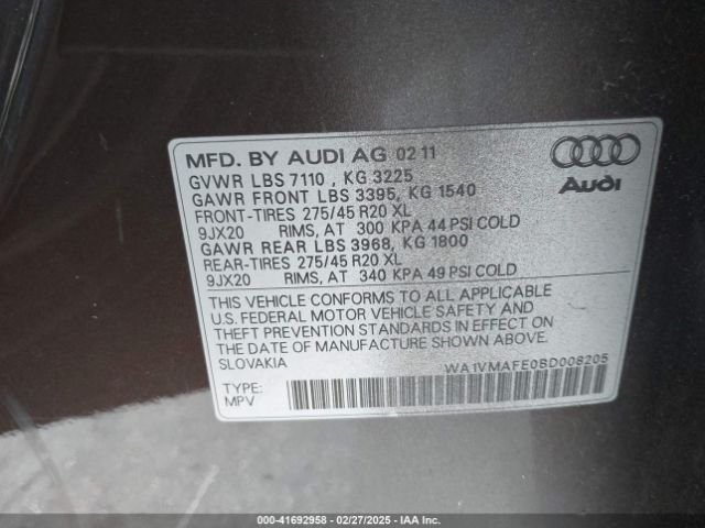 2011 AUDI Q7 WA1VMAFE0BD008205 Photo 8
