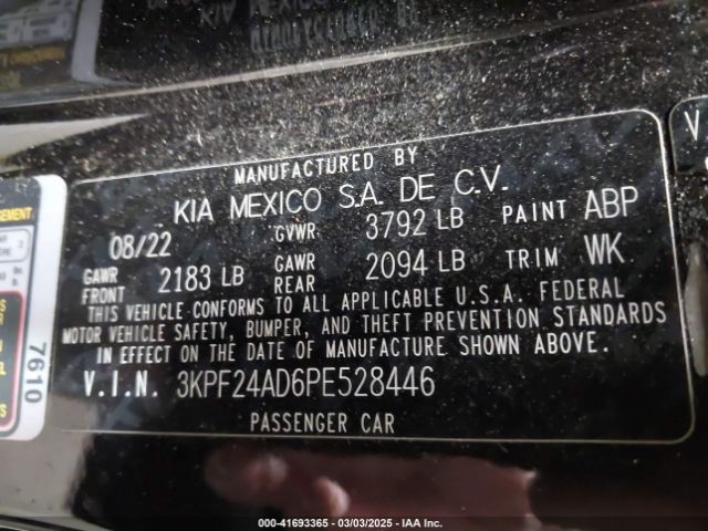 3KPF24AD6PE528446 KIA Forte Lxs