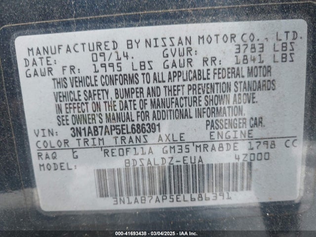 Nissan SENTRA SV 2014 3N1AB7AP5EL686391 Image 9