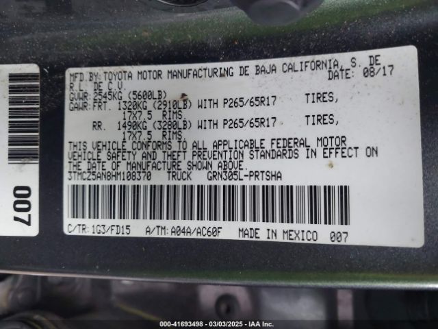 3TMCZ5AN8HM108370 Toyota Tacoma Trd Sport