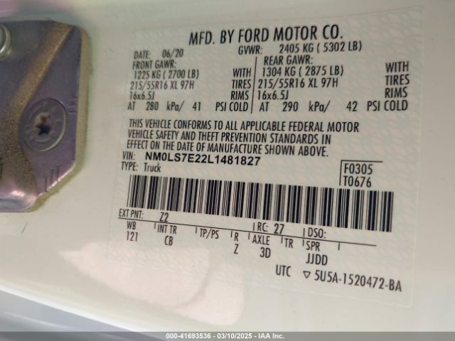 NM0LS7E22L1481827 Ford Transit Connect Xl Cargo Van