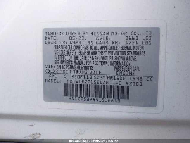 Nissan Kicks S Xtronic Cvt 2022 3N1CP5BV5NL518813 Image 9