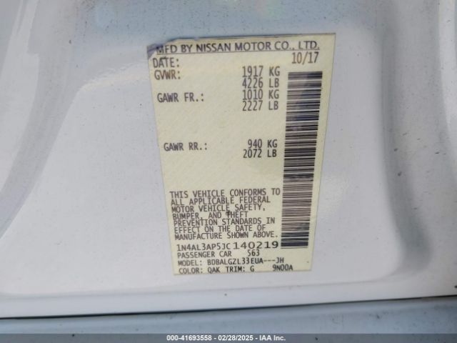 1N4AL3AP5JC140219 Nissan Altima 2.5 S
