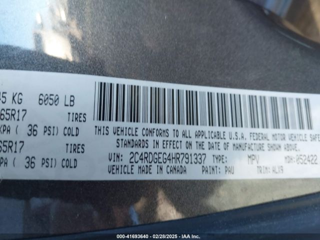 2C4RDGEG4HR791337 Dodge Grand Caravan Gt