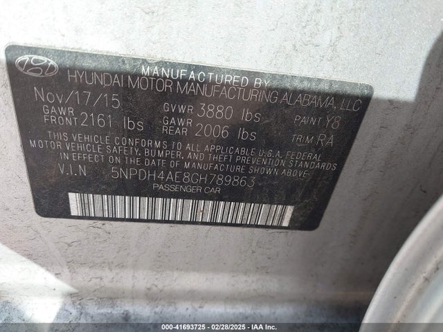 Hyundai ELANTRA SE 2016 5NPDH4AE8GH789863 Image 9