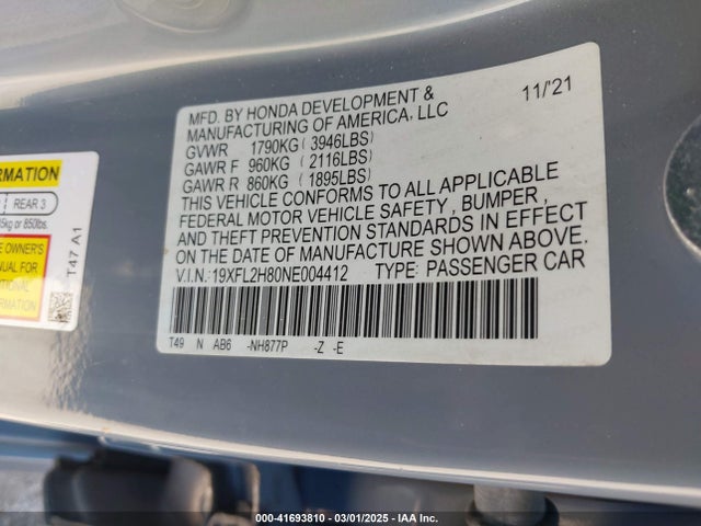 Honda Civic Sport 2022 19XFL2H80NE004412 Image 9