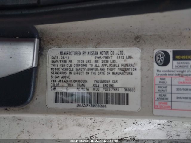 2011 NISSAN 370Z JN1AZ4FH3BM360604 Photo 8