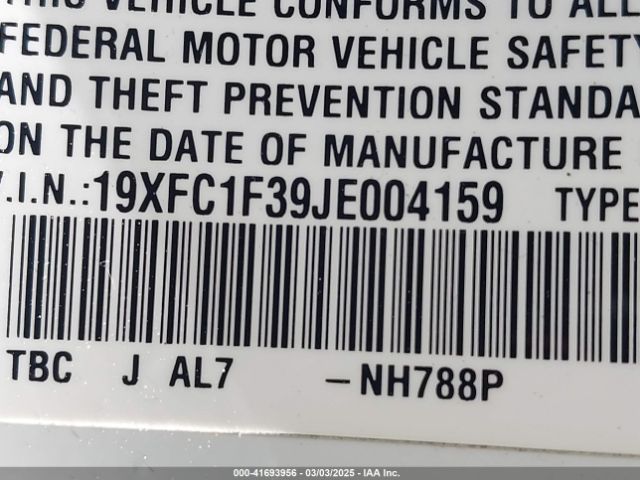 19XFC1F39JE004159 Honda Civic Ex-t