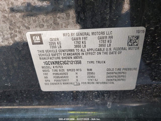 1GCVKREC3GZ121358 Chevrolet Silverado 1500 1lt