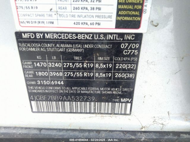 2010 MERCEDES-BENZ GL 450 4JGBF7BB9AA532739 Photo 8