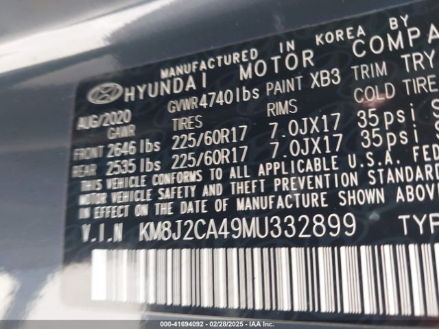 KM8J2CA49MU332899 Hyundai TUCSON SE